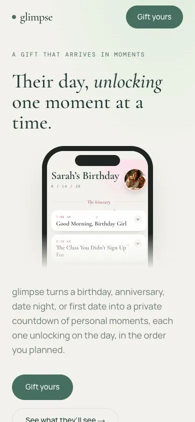 Glimpse on a phone
